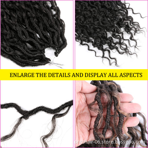 Goddess Locs Crochet Hair 18 Inch River Boho Faux Locs Wavy Crochet With Curly Hair In Middle Synthetic Crochet Hair Extension